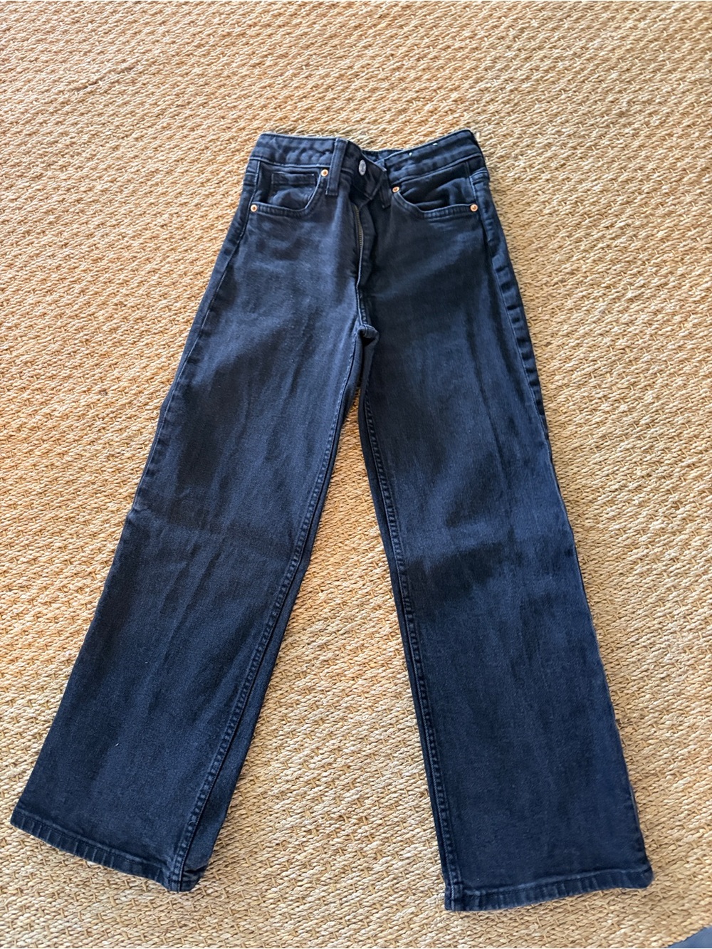 H&M Black Denim Straight Leg Jeans